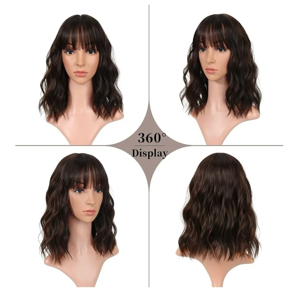 New Wig Wavy Honey Brown Mix Light blonde Highligts 12' inch